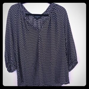 Cynthia Rowley black w/ white polka dot 3/4 sleeve
